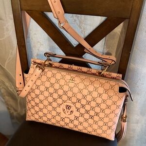 Mario Valentino Bag Baby Pink and Gold Monogram with Tassle GUC